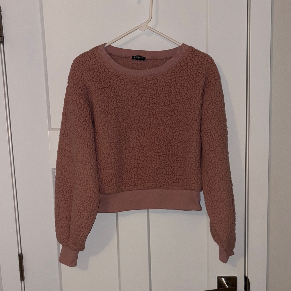 Express Mauve Sherpa Crew Neck Sweater